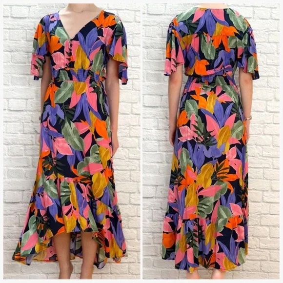 Abel the Label Dresses & Skirts - Abel The Label Anthropologie Tropical Multicolor Palm Leaf Dress Size Small